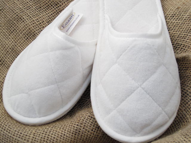 Style 442 White Velour Slippers